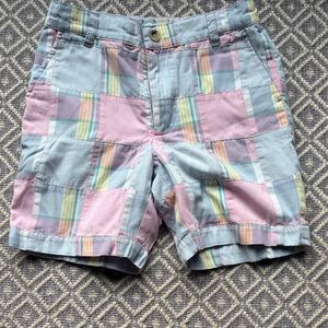 Boy’s Pastel Plaid Patchwork Shorts - Pink & Light Blue